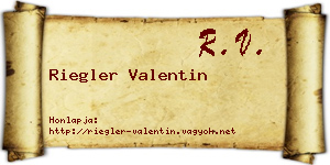 Riegler Valentin névjegykártya